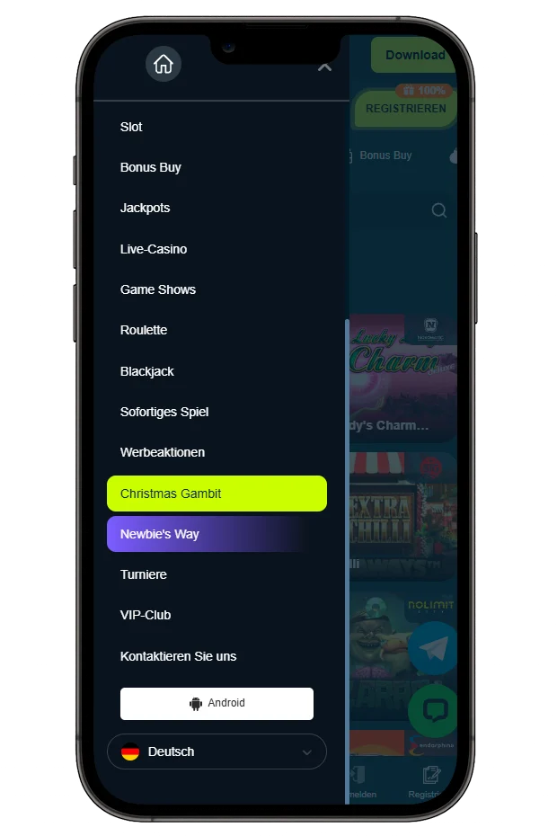 gama casino app nabigation